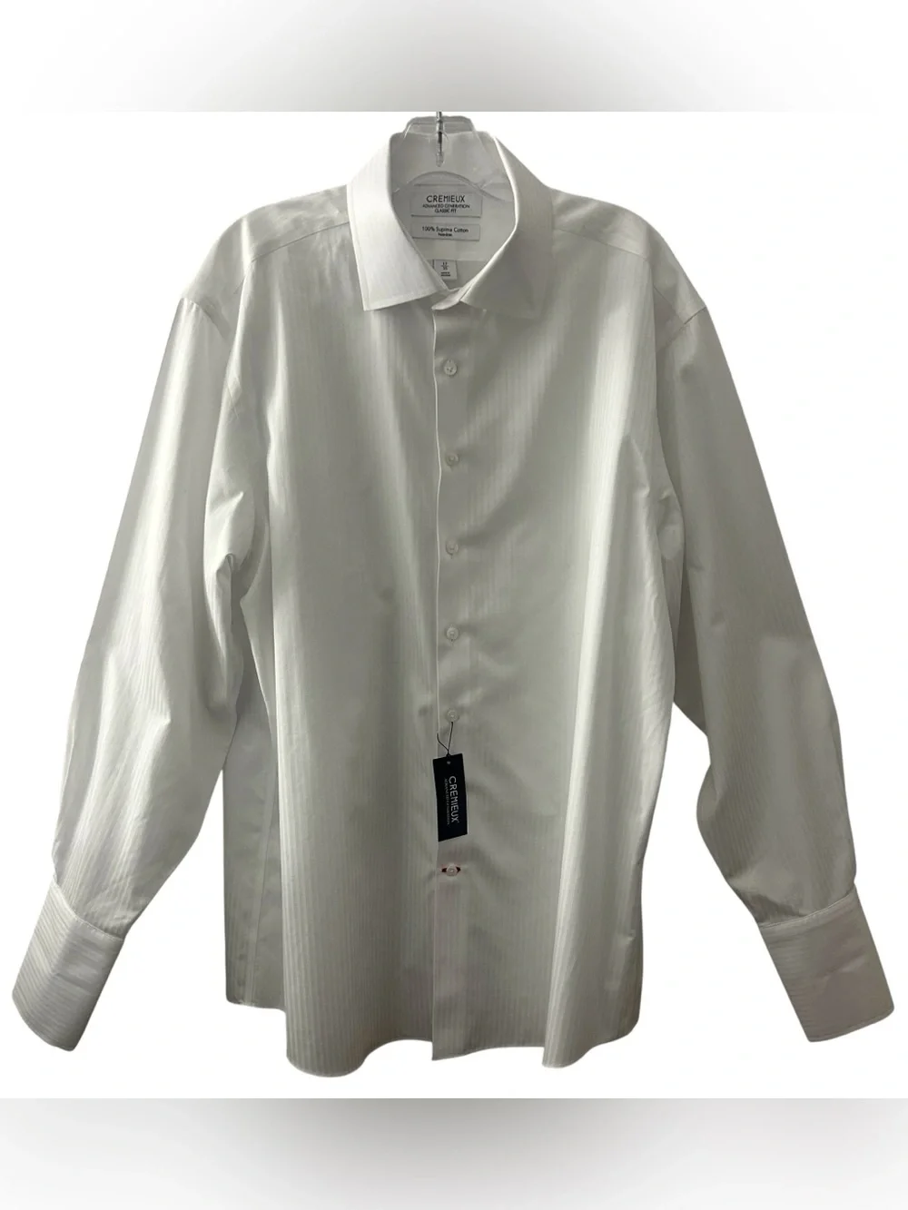 Daniel Cremieux Men’s White Long Sleeve Button Up Shirt Subtle Stripes Sz 17/35